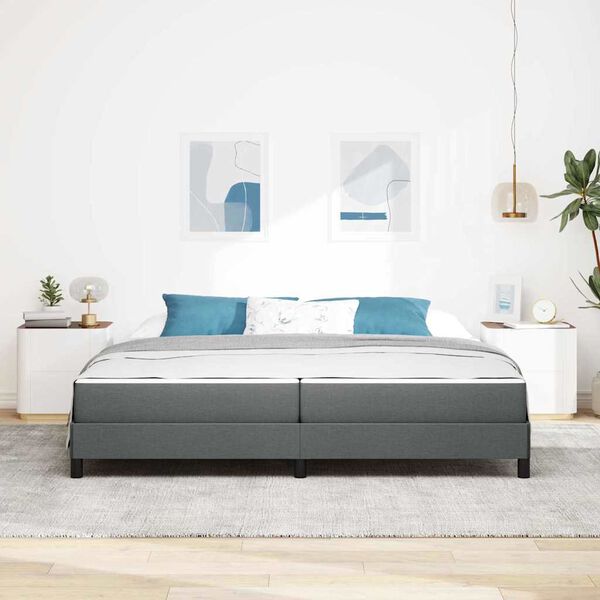 vidaXL Letto a molle con materasso Grigio scuro 200 x 200 cm Tessuto