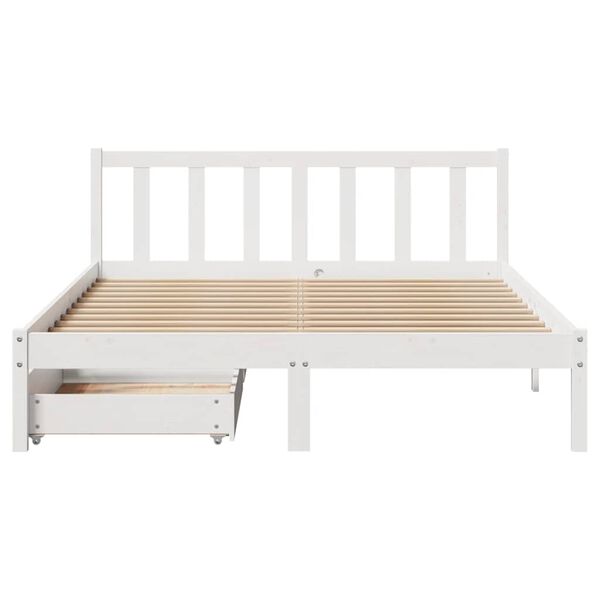 vidaXL Letto senza Materasso Bianco 140x200 cm Legno Massello di Pino