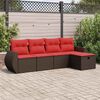 vidaXL Set Divano da Giardino 5 pz con Cuscini Marrone in Polyrattan