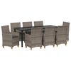 vidaXL Set da Pranzo per Giardino 9 pcs Grigio polyrattan