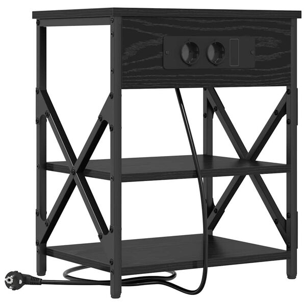 vidaXL Armadio da Notte Rovere Nero 41 x 31 x 51 cm Legno multistrato