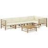 vidaXL Set Divani da Giardino 6 pz con Cuscini Bianco Crema in Bamb&ugrave;