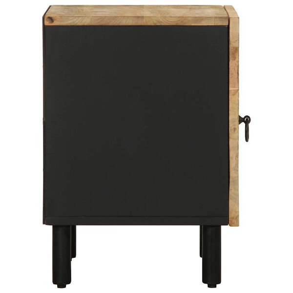 vidaXL Comodino Nero 40x33,5x46 cm in Legno Massello di Mango Grezzo