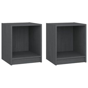 vidaXL Comodini 2 pz Grigi 35,5x33,5x41,5 cm in Legno Massello di Pino