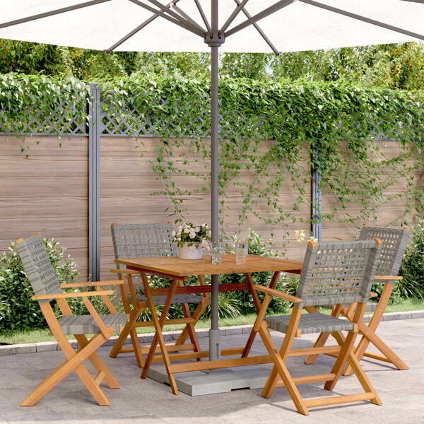 vidaXL Set Pranzo da Giardino 5pz Grigio Polyrattan e Legno Massello