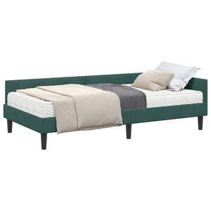 vidaXL Struttura Letto Angolare con Materasso 2 pcs Verde Velluto