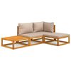 vidaXL Set Salotto da Giardino 4pz con Cuscini Tortora Legno Massello