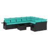 vidaXL Set Divani da Giardino 10 pz con Cuscini Nero in Polyrattan