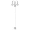 vidaXL Lampione da Giardino E27 220 cm in Alluminio 3 Lampade Bianco