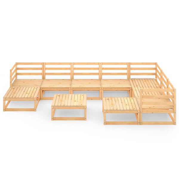 vidaXL Set Divani da Giardino 10 pz in Legno Massello di Pino
