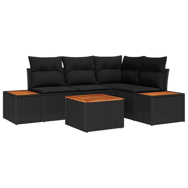 vidaXL Set Divano da Giardino con cuscino 4 pcs Nero Polyrattan