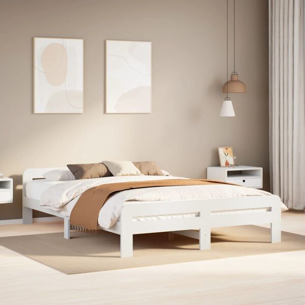 vidaXL Letto senza Materasso Bianco 150x200 cm Legno Massello di Pino