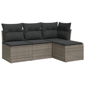 vidaXL Set Divani da Giardino 4 pz con Cuscini in Polyrattan Grigio