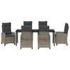 vidaXL Set da Pranzo per Giardino con cuscino 7 pcs Grigio polyrattan
