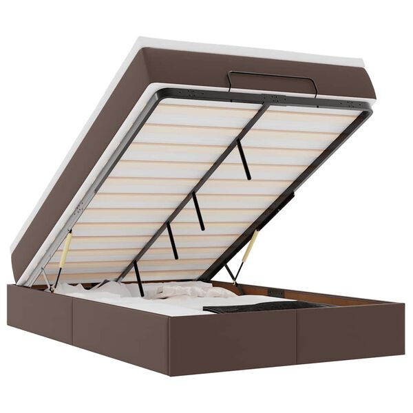 vidaXL Struttura Letto Pouf con Materasso Marrone 120x200cm Similpelle