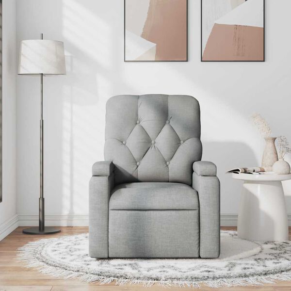 vidaXL Poltrona Massaggiante Reclinabile Grigio Chiaro in Tessuto