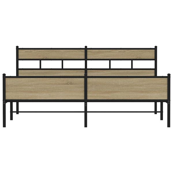 vidaXL Giroletto senza Materaso in Metallo Rovere Sonoma 180x200 cm