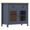 vidaXL Credenza Hill Grigia 90x40x80 cm in Legno Massello di Pino