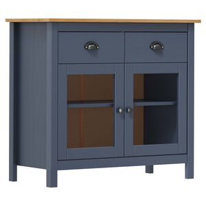 vidaXL Credenza Hill Grigia 90x40x80 cm in Legno Massello di Pino