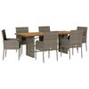 vidaXL Set da Pranzo da Giardino 7 pz con Cuscini in Polyrattan Grigio