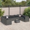 vidaXL Set Divani da Giardino 10 pz con Cuscini in Polyrattan Grigio