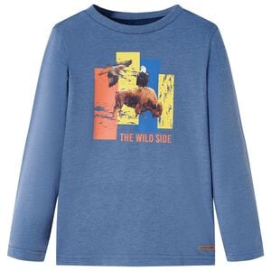 Maglietta Bambino a Maniche Lunghe Blu M&eacute;lange 116