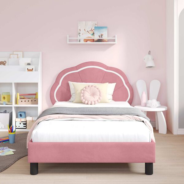 vidaXL Struttura letto bambini con testata Rosa 90 x 200 cm Velluto