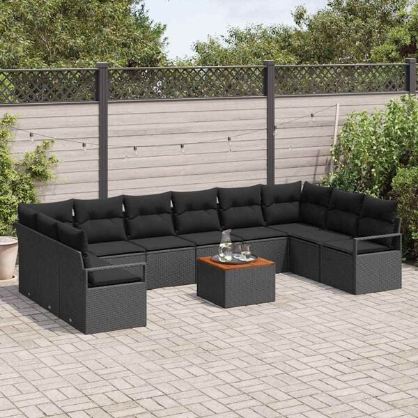 vidaXL Set Divano da Giardino 11 pcs Nero