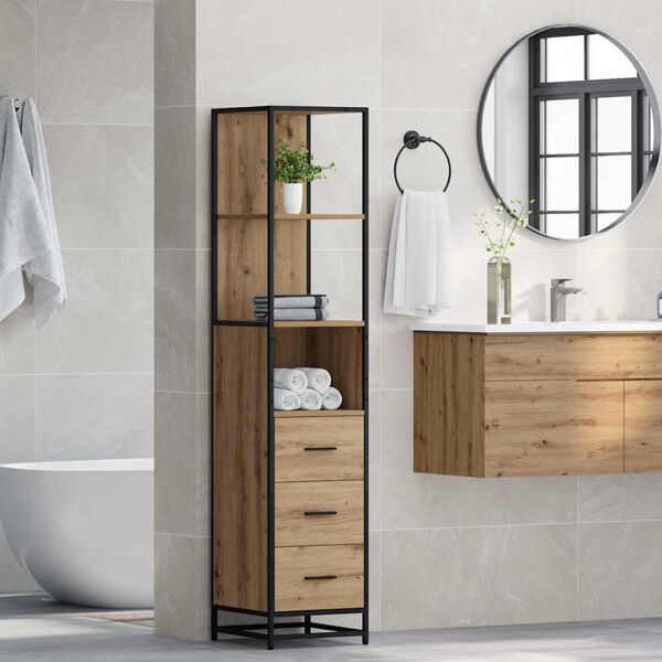 vidaXL Set di mobili per il bagno con cassetto Rovere artigianale