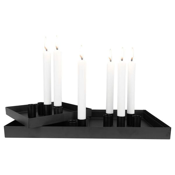 House Nordic Vassoio 3 pz Helena con Porta Candele Nero