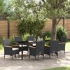 vidaXL Set da Pranzo per Giardino con cuscino 7 pcs Nero polyrattan
