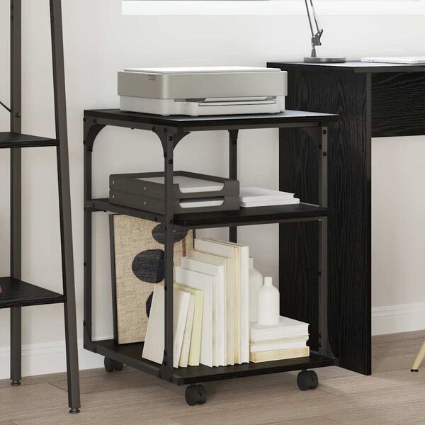 vidaXL Supporto per Stampante Rovere Nero 43 x 48 x 64 cm