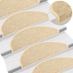 vidaXL Tappetini per scale 15 pz 65x21x4 cm Beige chiaro Semicircolari Grandi