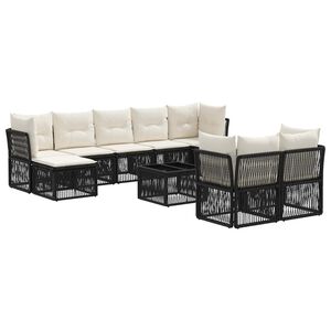 vidaXL Set Divano da Giardino 10 pz Nero polyrattan
