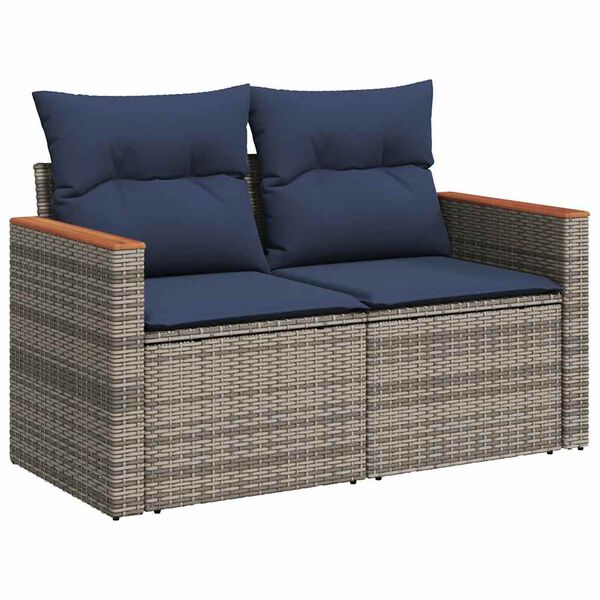 vidaXL Set Divano da Giardino 5 pz con Cuscini Grigio in Polyrattan
