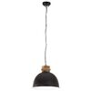 vidaXL Lampada Soffitto Industriale 25 W Nero Rotonda Legno Mango 50cm