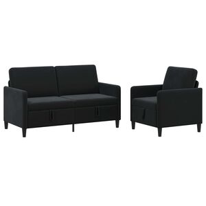 vidaXL Set di Divani con Storage 2 pz Nero Poliestere