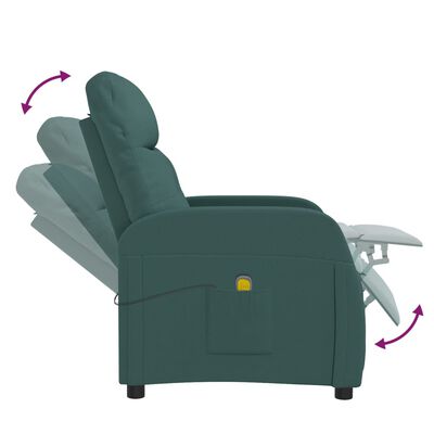 vidaXL Poltrona Massaggiante Verde Scuro in Tessuto