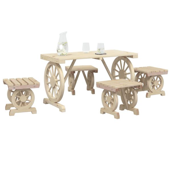 vidaXL Set da Pranzo da Giardino 5 pz in Legno Massello di Abete