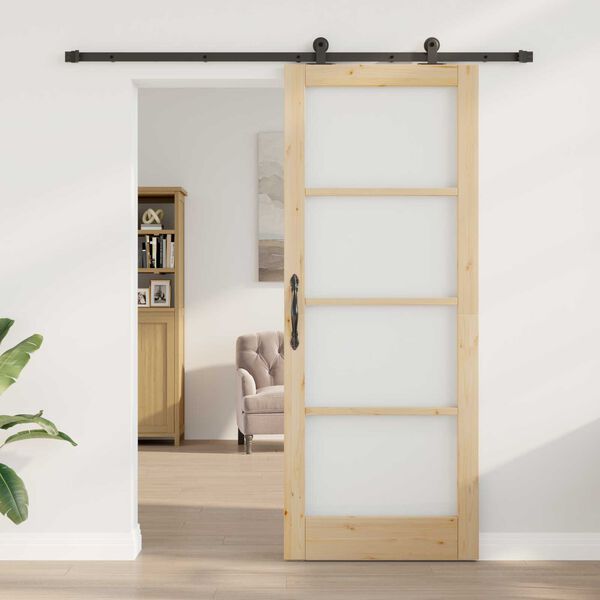 vidaXL Porta scorrevole ORKDAL Naturale e Nero 83 x 211 cm