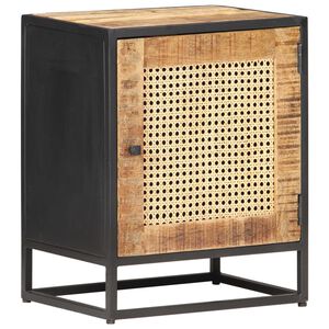 vidaXL Comodino 40x30x50 cm Legno di Mango Grezzo e Canna Naturale