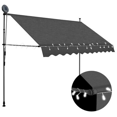 vidaXL Tenda da Sole Retrattile Manuale con LED 300 cm Antracite