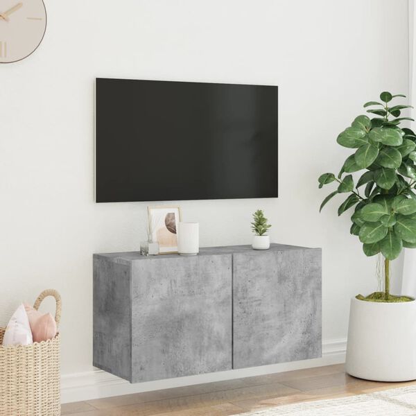 vidaXL Mobile TV a Parete Grigio Cemento 80x30x41 cm