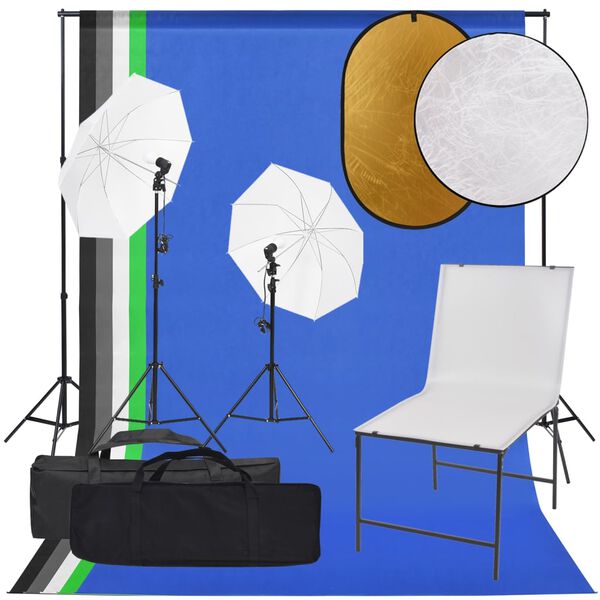 vidaXL Kit per Studio Fotografico con Set Luci, Fondale e Riflettore