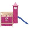 vidaXL Letto a Soppalco con Torre Bambini Rosa 80x200cm Massello Pino