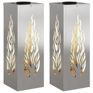 vidaXL Faro LED solare per sentieri 2 pz Bianco caldo 18 x 18 x 50 cm