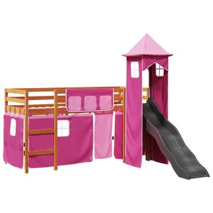 vidaXL Letto a Soppalco con Torre Bambini Rosa 80x200cm Massello Pino