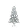 vidaXL Albero di Natale con 150 LED con supporto Argento 120 cm PET