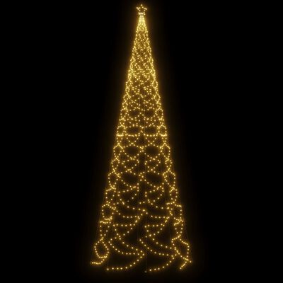 vidaXL Albero di Natale con Palo in Metallo 500 LED Bianco Caldo 5 m