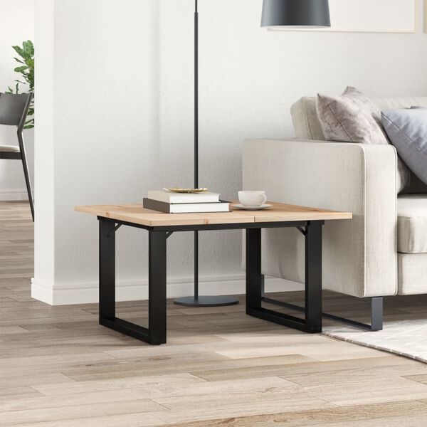 vidaXL Tavolino da Salotto Telaio a O 60x60x40cm Legno Pino e Acciaio